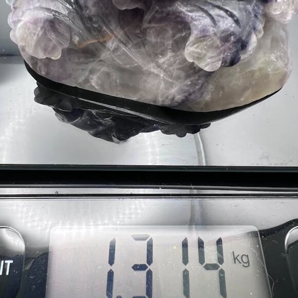 Candy Fluorite Swan and Lotus Carving 2.14lbs - Picture 4 of 7